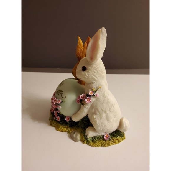 Greetings at Easter with Two Bunnies Figurine - Picture 3 of 4